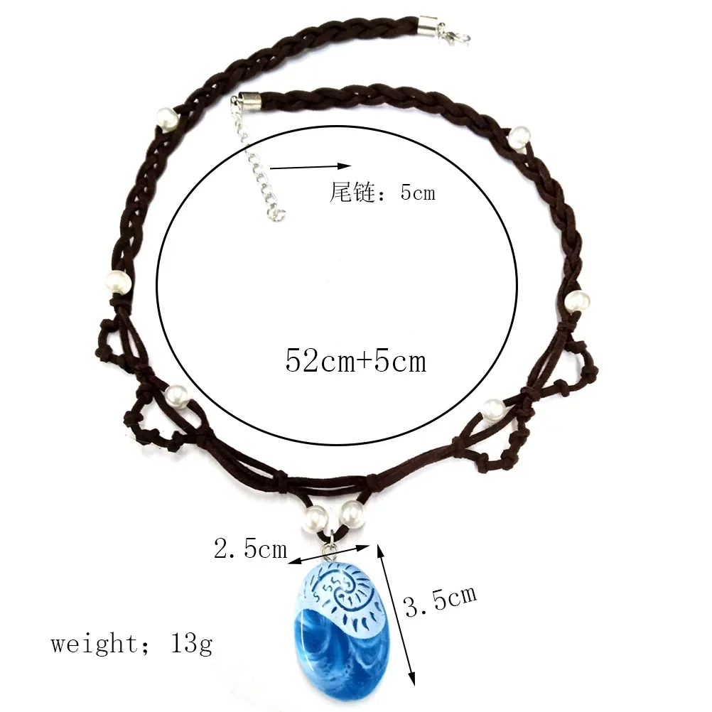 Moana Ocean Romance Rope Chain Necklace Blue Stone Heart Pendants Choker for Women Female Jewelry Accessories Layered Necklace