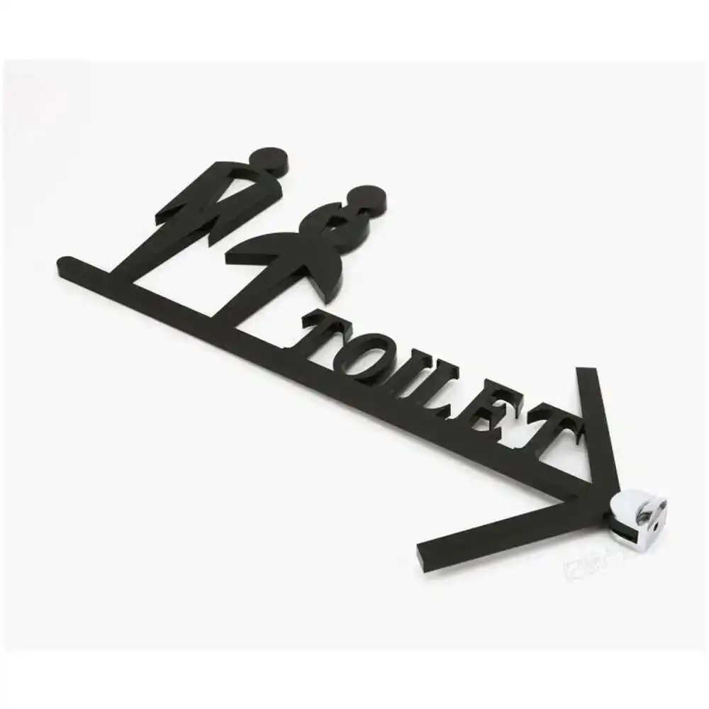 Customized Men & Women Bathroom Door Sign Wc Letters Wall Mount Creative Hanging Sign Plate Double Side Toilet Arrow Guide Board