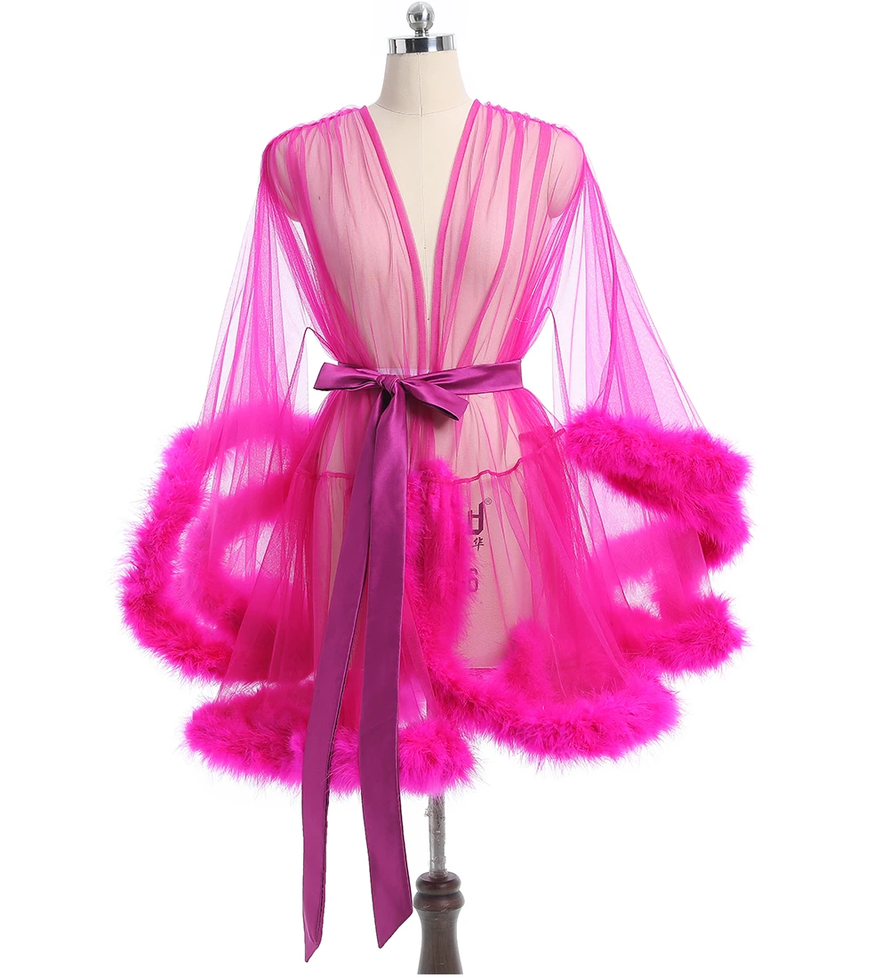 Robe Courte en Plumes pour Patients, Boudoir en Tulle Transparent, Costume d'Anniversaire