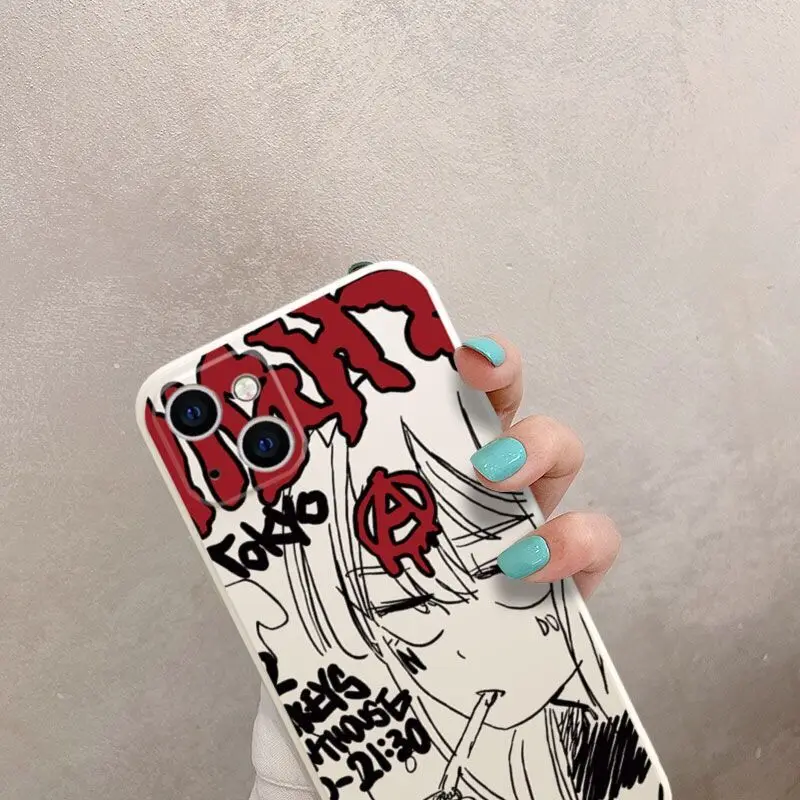 Funda de silicona a prueba de golpes para iphone, carcasa con dibujos de chicas japonesas de anime para iphone 14 13 pro max 11 12 mini 8 plus 7 se2 se3 6s xr xs x