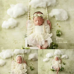 Baby Girl Newborn Photoshoot Outfits Pretty Cute Dress Cloud Swing Hat Garland Shooting Props Studio Creative Angel Photo Props