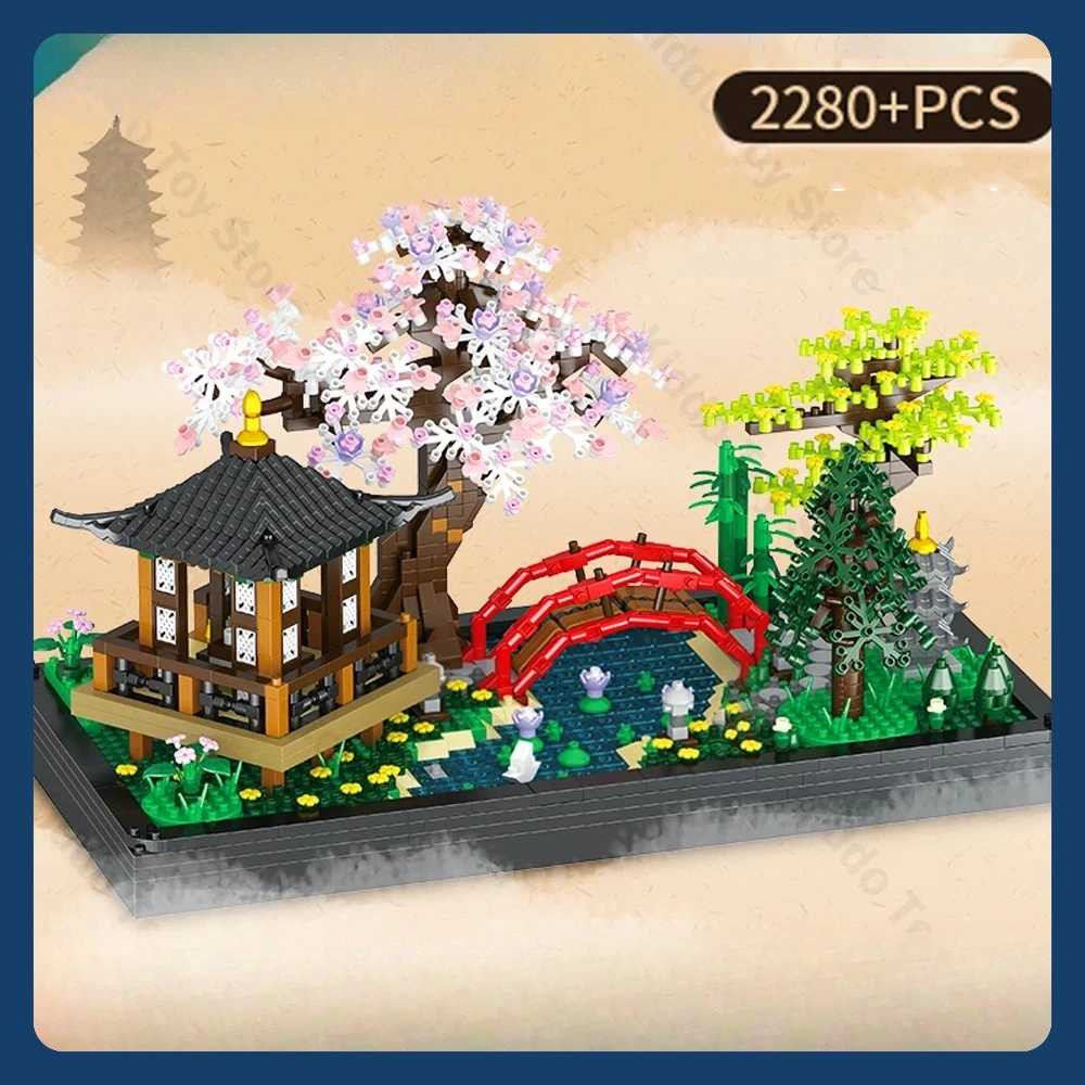 

Courtyard Building Blocks Garden Zen Garden Architecture 2280PCS DIY Assembling Bricks Toy for Kids Adult Gifts for Collection