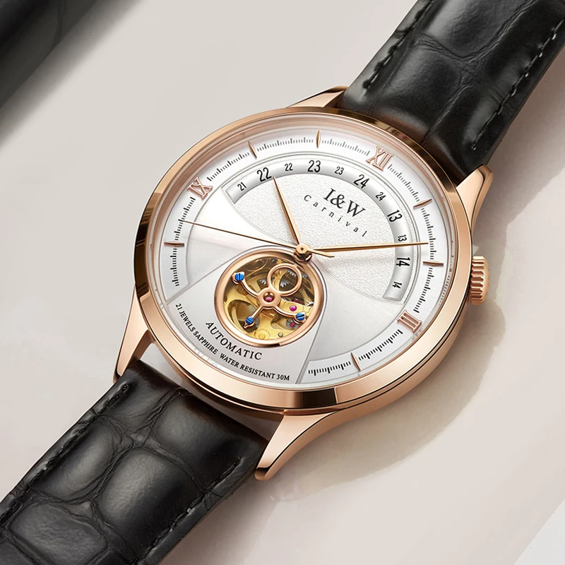 CARNIVAL Brand Automatic Fashion Watch Man Luxury Tourbillon Business Mechanical Wristwatch Waterproof for Men Relogio Masculino