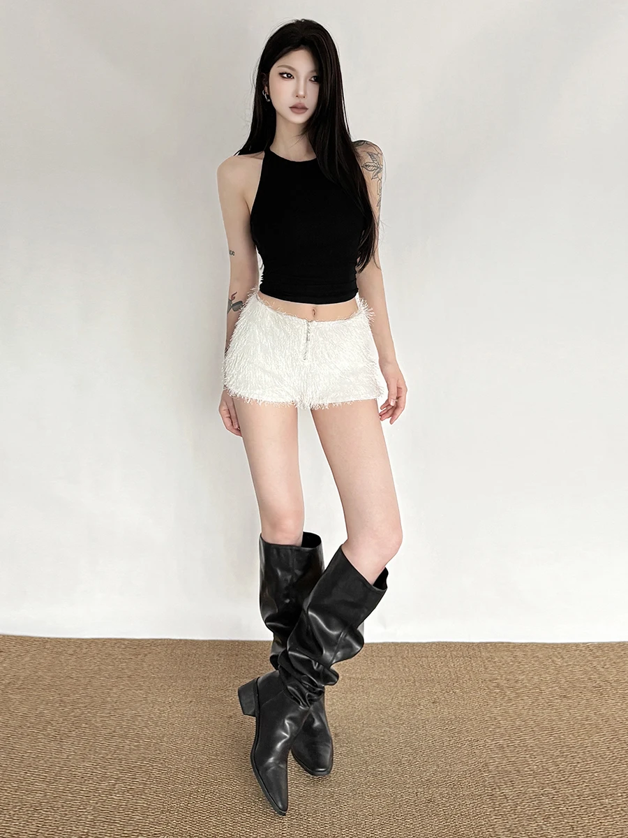 Weird Puss Faionable Zipper Abnehmen ort Hosen frauen Coole Nette Pelz Bein Verlängerung Niedrige Taille Polyester Faser Casual Hosen