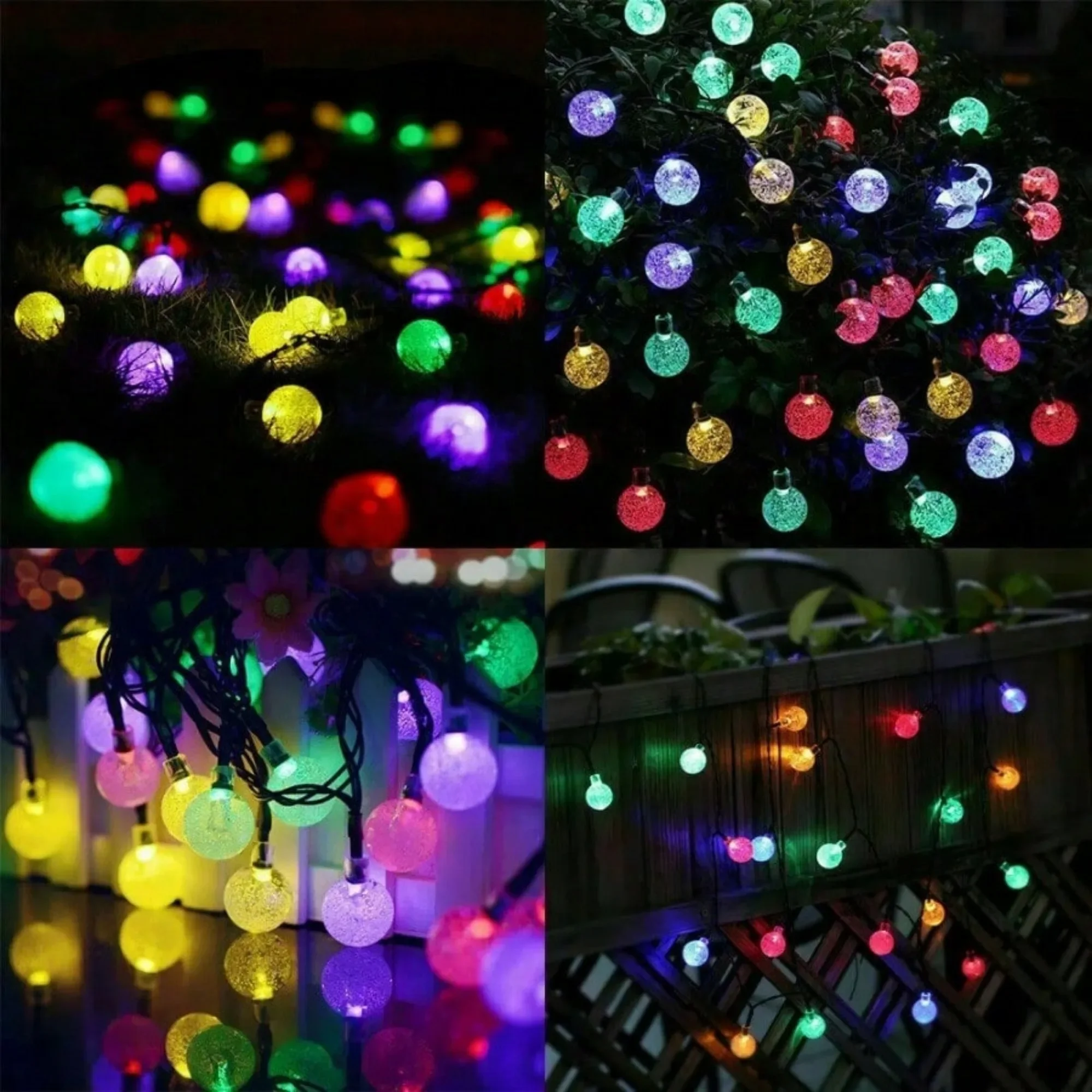 Outdoor Solar String Lights 31.16FT 50 LED Waterproof Fairy Bubble Crystal Ball Light,Easy Installation