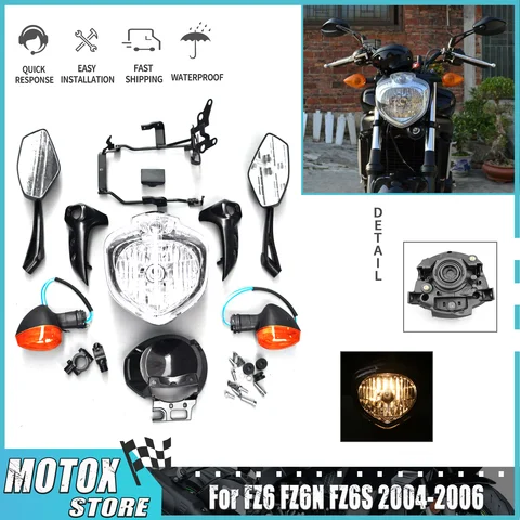 Passar Passar för YAMAHA 2004 2005 2006 FZ6 FZ6S FZ6N Motorcykelstrålkastarsats Strålkastarmontering Blinkersspegel 6 best sales Yamaha FZ strålkastarenhet - №2