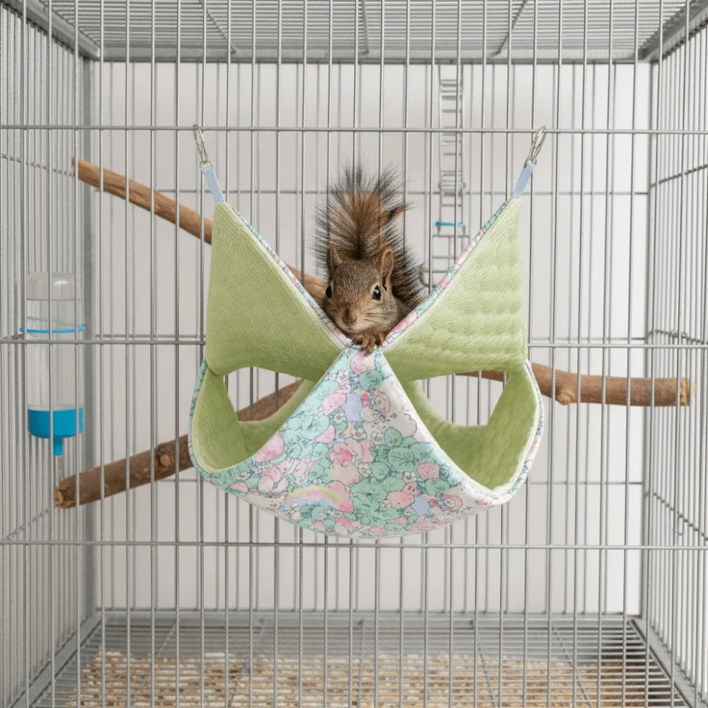 Hamaca Transpirable de Doble Capa para Hámster, Casa Refrescante y Cómoda para Fureta, con Diseño de Dibujos Animados, Nido para Dormir para Mascotas Pequeñas, Verano