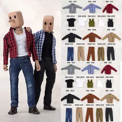 1/12 Shirt Jeans Male Solider Clothes Classic Plaid Jacket T-Shirt Vest Fashion Outfits Set For 6 Inch Action Figure Model