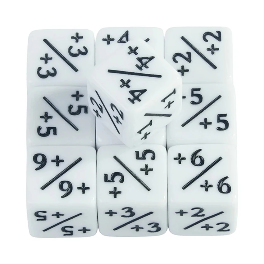 10 Stück Sechsseitige Würfel-Set D6 Zählwürfel +1/+1 und -1/-1 Set für Unterhaltungsspiele – Detail 10