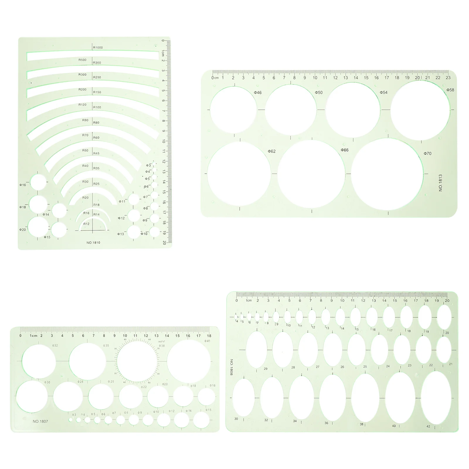 

4Pcs Plastic Drawing Template Rulers Students Stencil Kits Multi Purpose Drafting Tools for School Office Architecture Technical