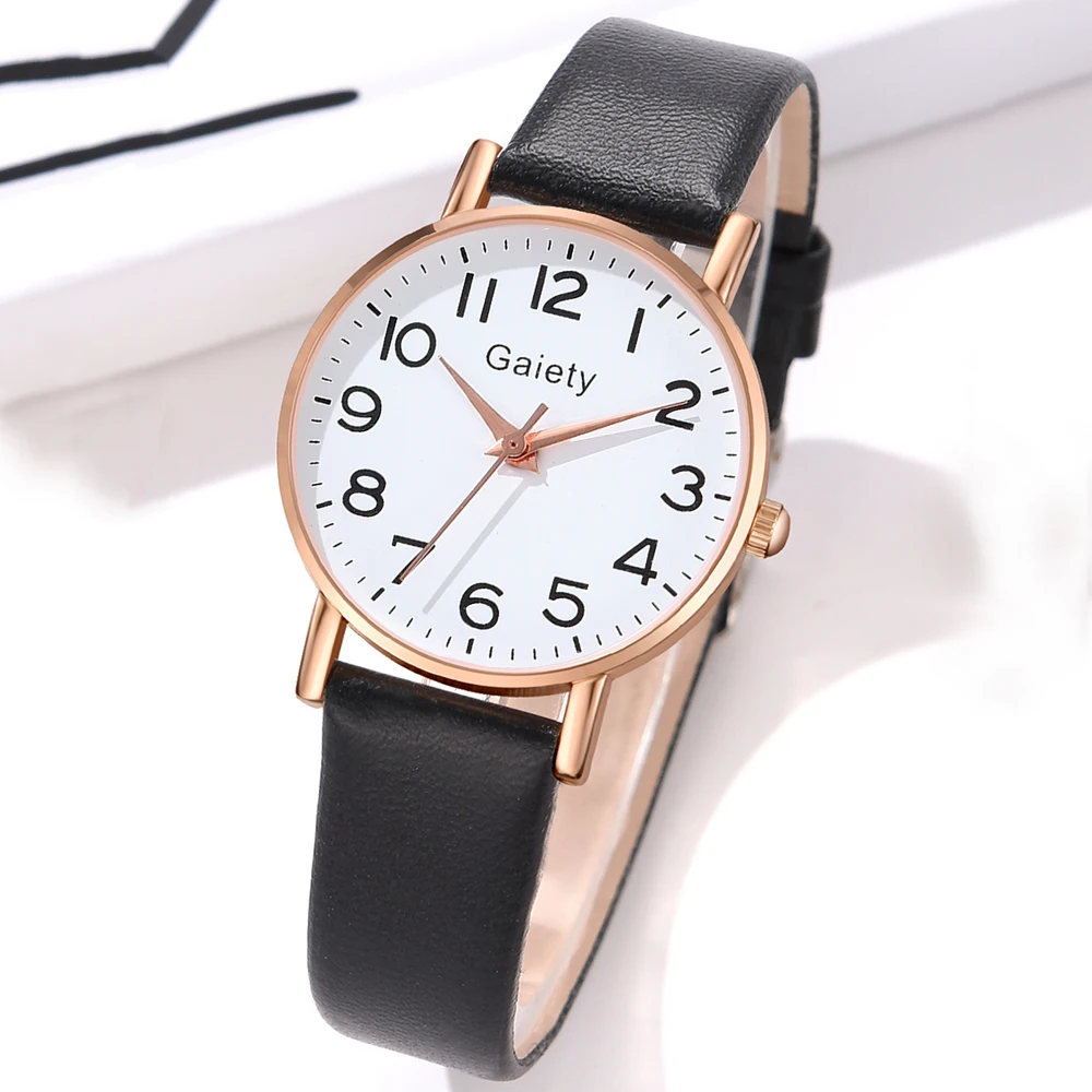 GAIETY Couple Minimalist Style Arabic Numerals White Dial Watch Casual Fashion Quartz Watch Is The Perfect Gift For Her(No Box)