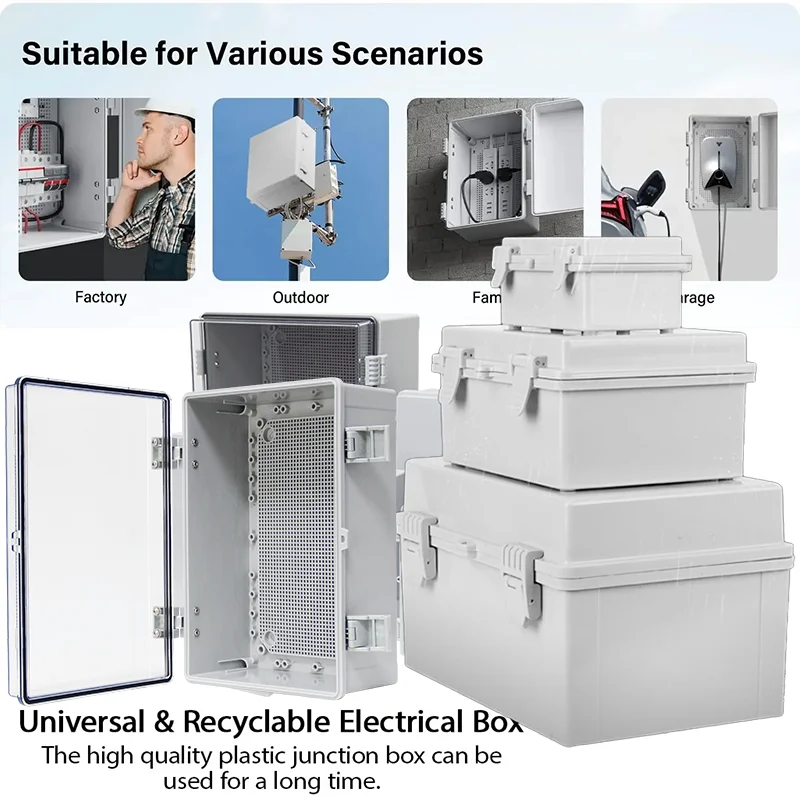 IP66 Waterproof Transparent/Gray Cover ABS Plastic Enclosure Outdoor Power Distribution Junction Box Electronic Instrument Case