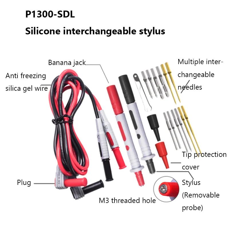 20A Multimeter Silicone Test Leads Kit with Alligator Clip Mini Grabber Test Hook Clips Wire Piercing Probes Automotive Tool Kit