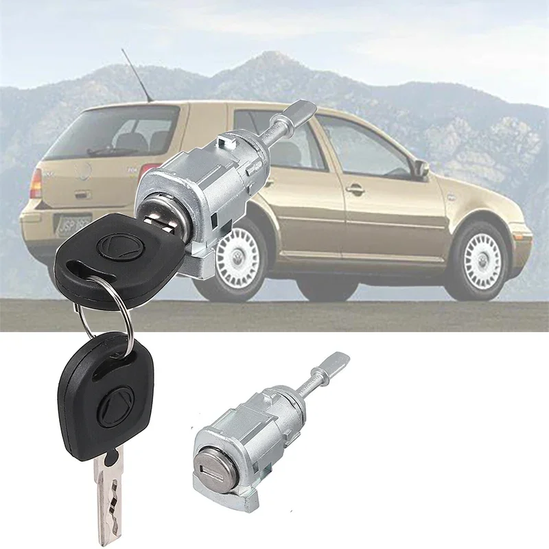 Car Door Lock Cylinder with Key Replace Compatible with VW Golf 4 Mk4 Bora 1997-2006 Fox 2005-2014 Fabia 1999-2007 1 Set
