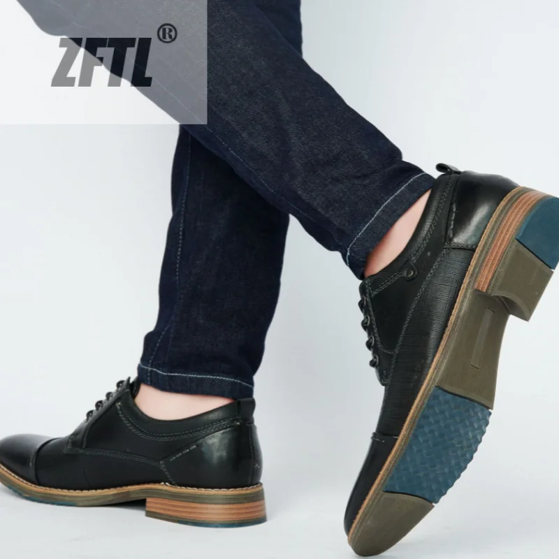 ZFTL Men Dress shoes Genuine leather Lace up Casual shoes Man High-end business formal shoes large size Black Brown Male shoes