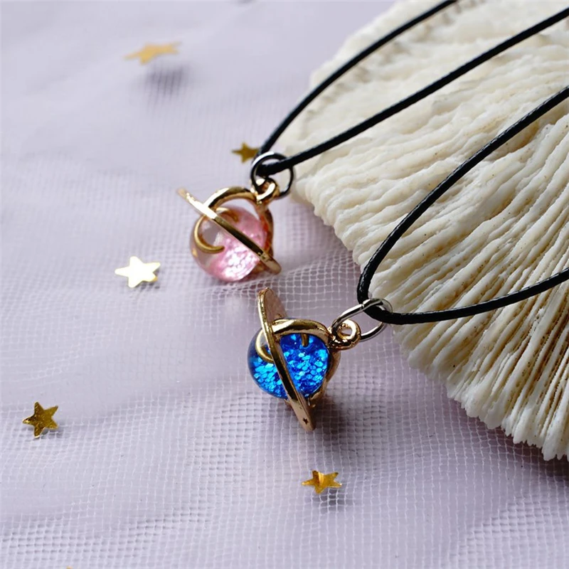 Romantic Planet Universe Choker Necklace for Women Girls Girlfriends Couple Pop Stars Moon Pendant Necklace Party Jewelry Gift