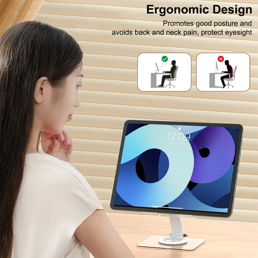 

Acrylic Tablet Stand Holder with 360 Rotating Base Transparent Tablet Holder Adjustable for iPad Pro 11 12.9 Inch/iPad 10.9 Inch