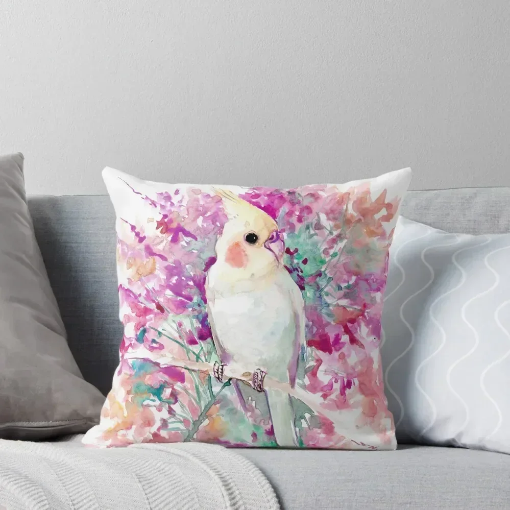 

Coral Pink Flowers and Parrot Throw Pillow Decorative Cover For Living Room christmas pillowcases Cushions For Sofa pillow