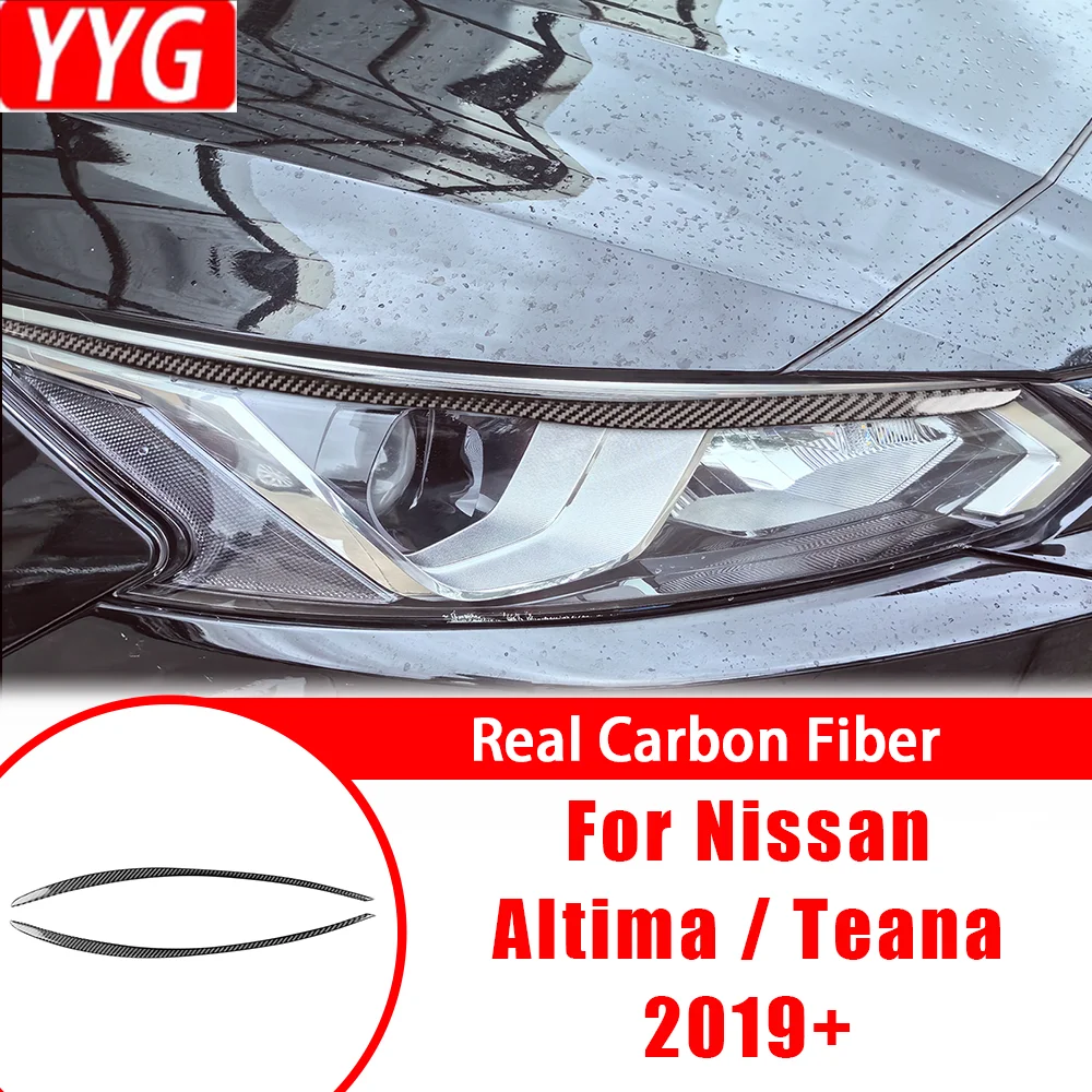 

Carbon Fiber Headlight Eyebrow Eyelid Panel Car Accessories Interior Cover Trim Modified Sticker For Nissan Altima Teana 2019+