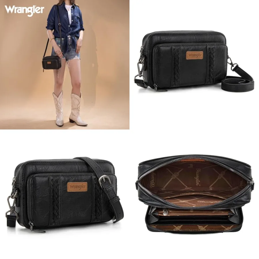 

Wrangler Crossbody Bag for Women Shoulder Purse Small Multi Pocket Crossover Bag with Adjustable Strap