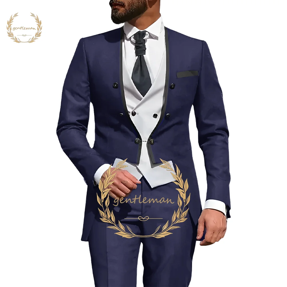 

Men's long coat tuxedo suit 3 piece suit (coat + vest + trousers) custom wedding party wedding elegant dress cocktail dress suit