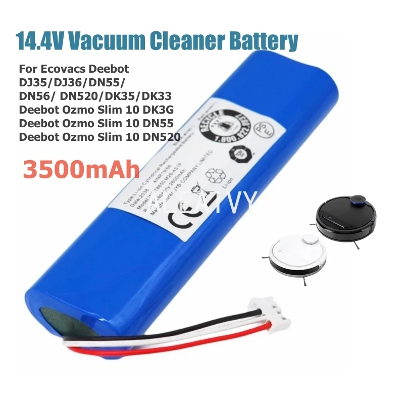 

14.4V 3500mAh Vacuum Battery S08-LI-144-2500 for Ecovacs Deebot DJ35 DJ36 DN55 DN56 DN520 DK35 DK33 Ozmo Slim 10 DK3G
