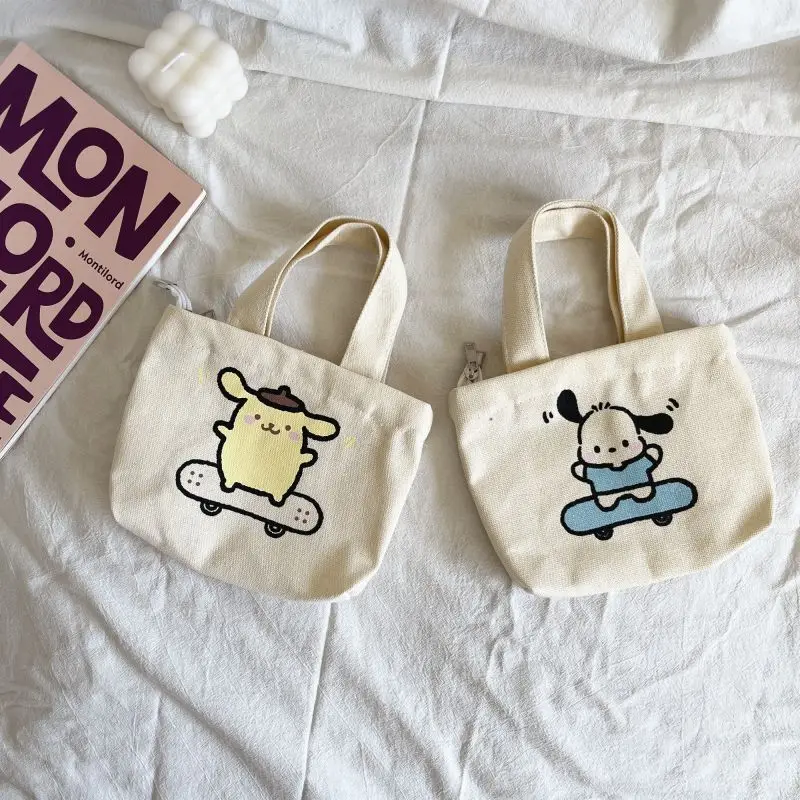 Kawaii Sanrio Handbag Pochacco Pom Pom Purin Anime Cute Student Have A Class Book Cosmetics Storage Shoulder Bag Toys For Girls