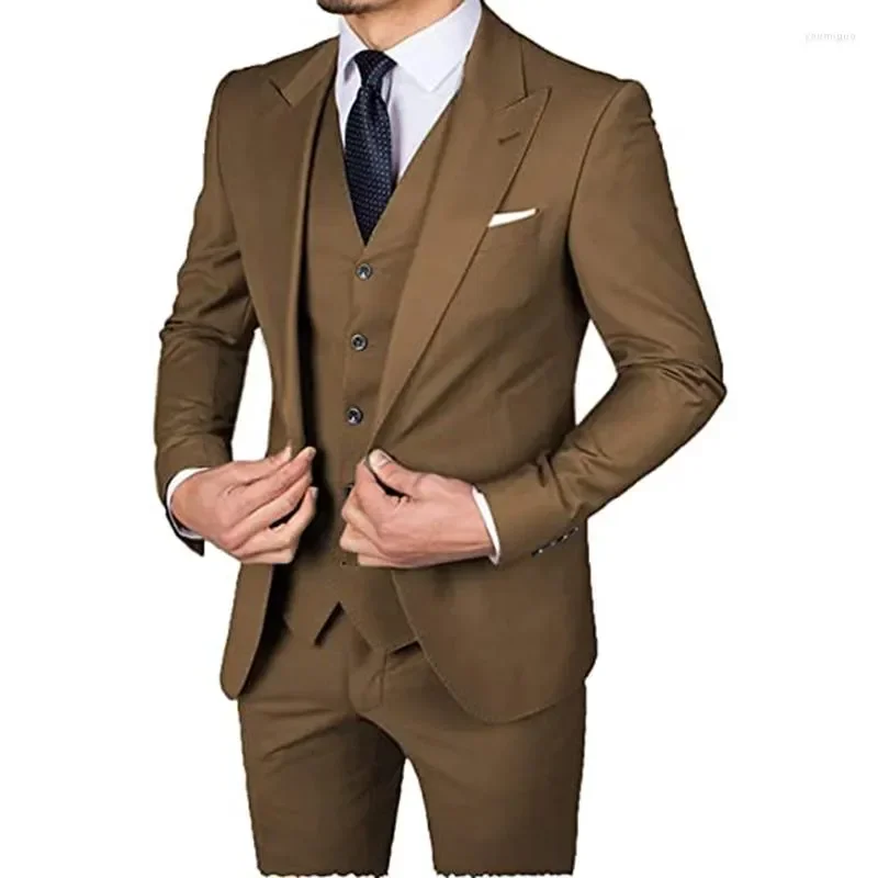 Men's Suits Lastest 3 Pieces Slim Fit Tuxedo Wedding Party Suit For Men Blazer Vest Pants Business Formal Costume Homme