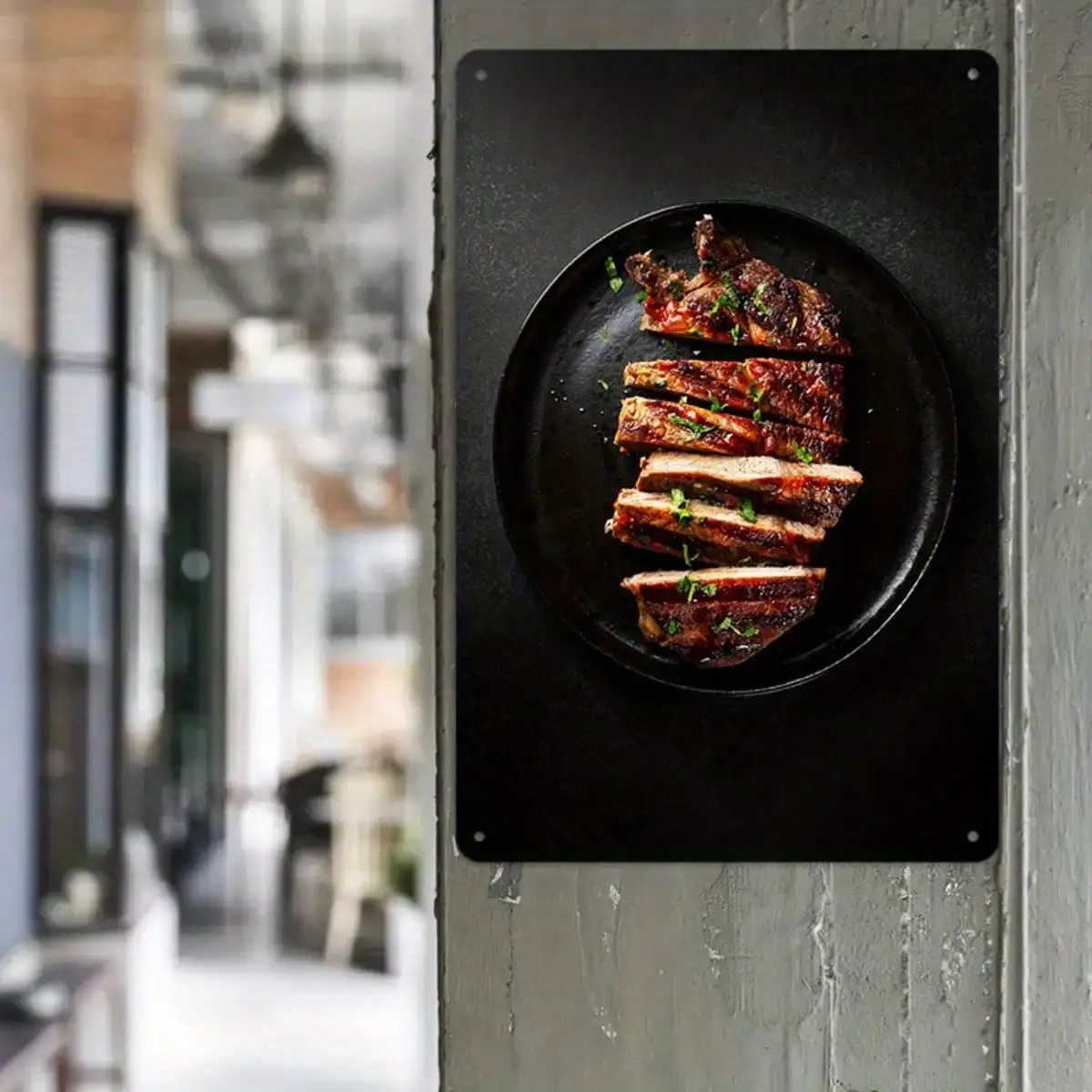 1 cartel de estaño para barbacoa, decoración de pared para cocina/comedor, costillas a la parrilla con salsa para barbacoa, 8x12 pulgadas/20x30 Cm