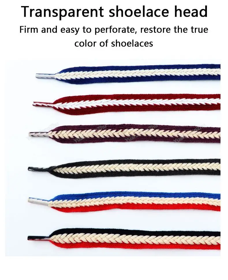 100 cm flache Schnürsenkel, rutschfest, verschleißfest, aus reiner Baumwolle, für Damen und Herren, für Sneaker, Schuhzubehör, Schnürsenkel – Detail 4