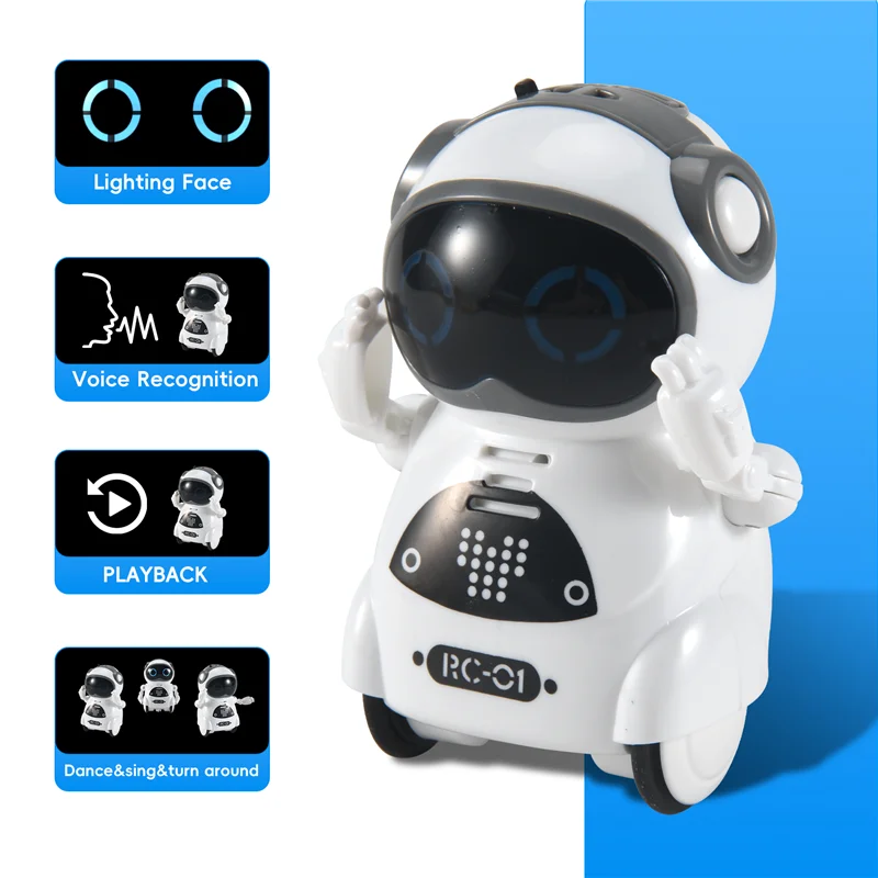 Mini robô de bolso RC para crianças com conversa interativa de diálogo, reconhecimento de voz, gravação de bate-papo, canto e dança