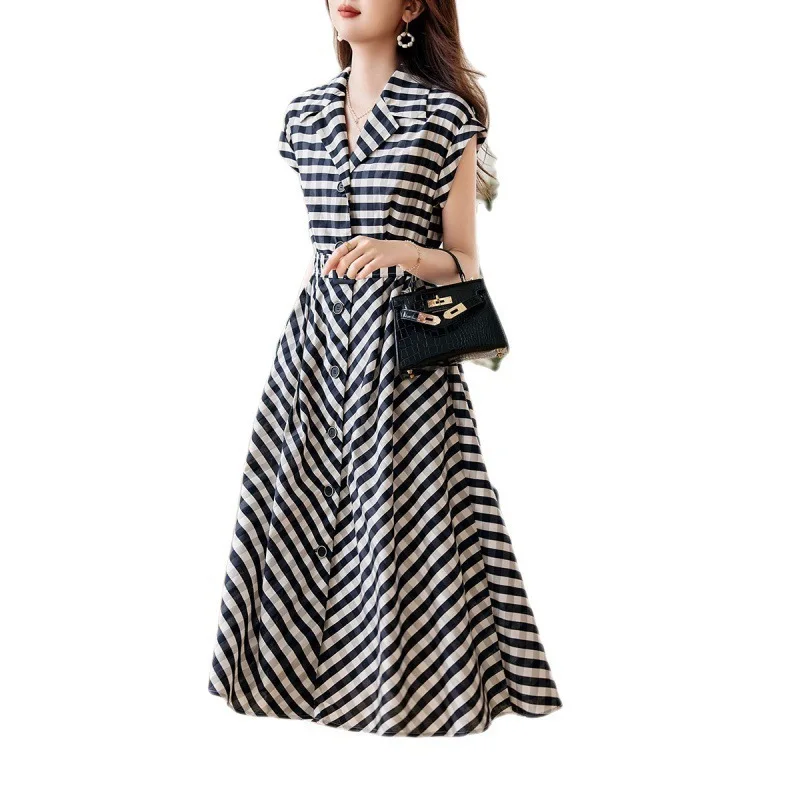 

Korean Version Of Slim Temperament Plaid Dress Women In The Summer Of 2024 The New Western Style Casual Texture Strapless Skirt