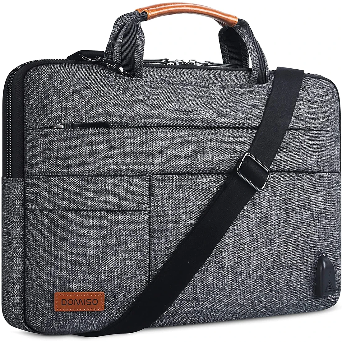 DOMISO-Multi-Funcional Laptop Sleeve, Maleta de Negócios, Messenger Bag, Porta de Carregamento USB, 10 ",13",14 ",156",17"