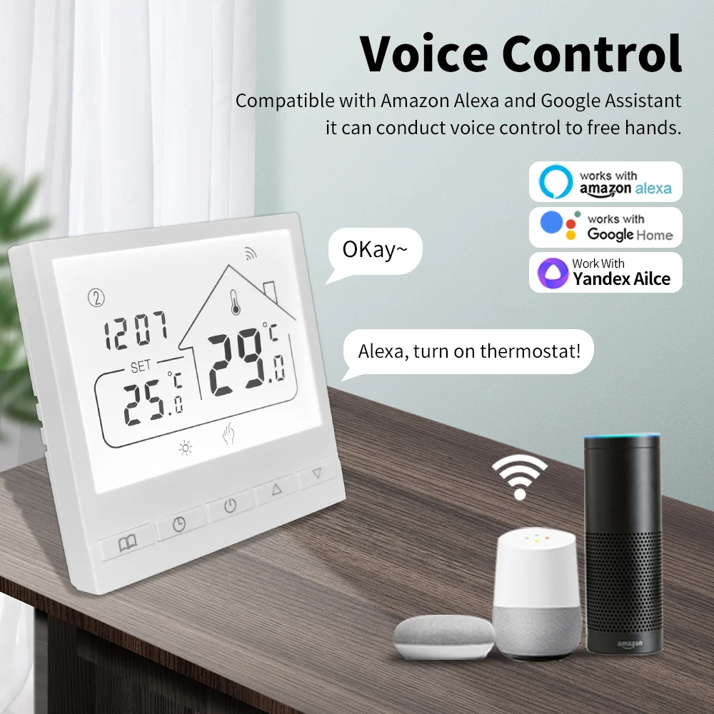 Tuya-スマートライフサーモスタット,電気床暖房,水およびガスの温度コントローラー,GoogleHome用