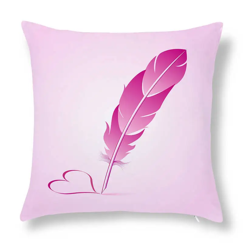 45*45cm Feather Painted Printing Peach Skin Pillowcase Car Sofa Cushion  Wholesale