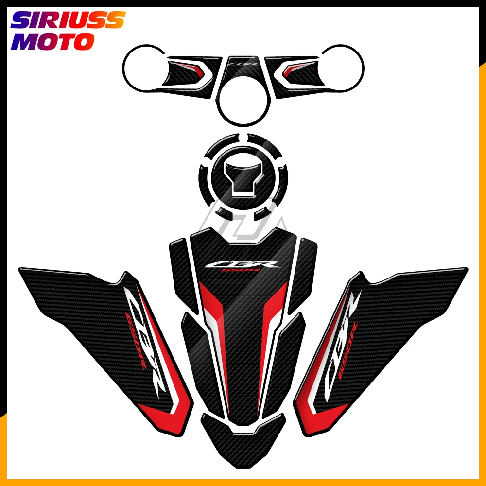 

3D Carbon-look Triple Yoke Defender Sticker Side Tank Pad Protection for Honda CBR650R 2019-2022