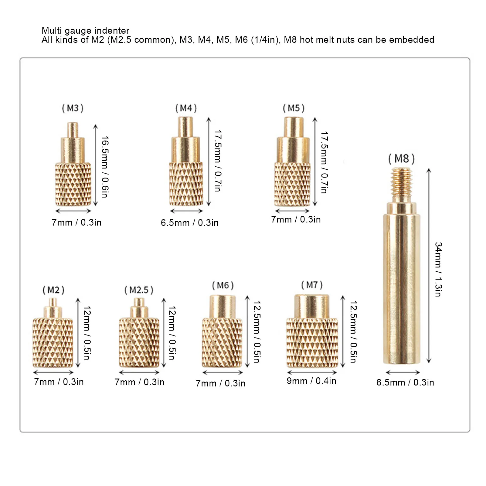 TS100 TS101 Soldering Iron Tips with M2 M2.5 M3 M4 M5 M6 M7 M8 Heat Set Insert Tips for 3D Printer Accessories Heat Set Inserts view 5