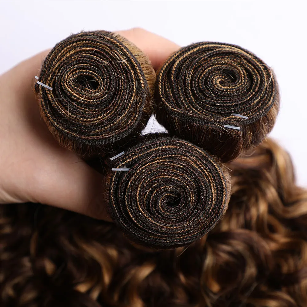 Pacotes de onda de água, Weave brasileiro do cabelo humano, Ombre molhado e ondulado, destaque loiro, P4 27, 100g por pc