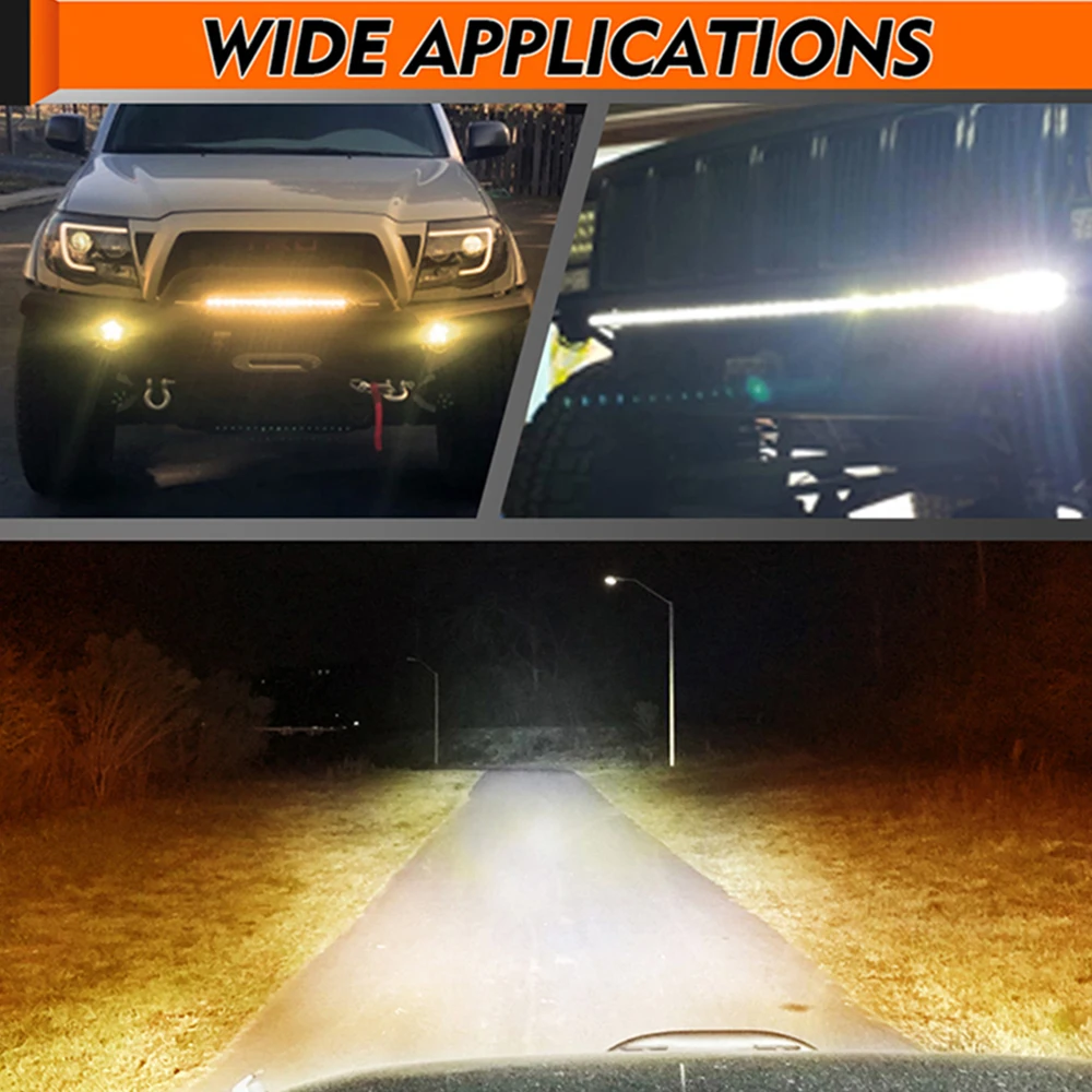 5,5' 8' 10' 14' 6D-Linsen-LED-Leiste für Offroad 4x4 Arbeitsleuchte Einreihige/Doppelreihige Lichtleiste Weiß Gelb Frontstoßstange Kühlergrill – Detail 13