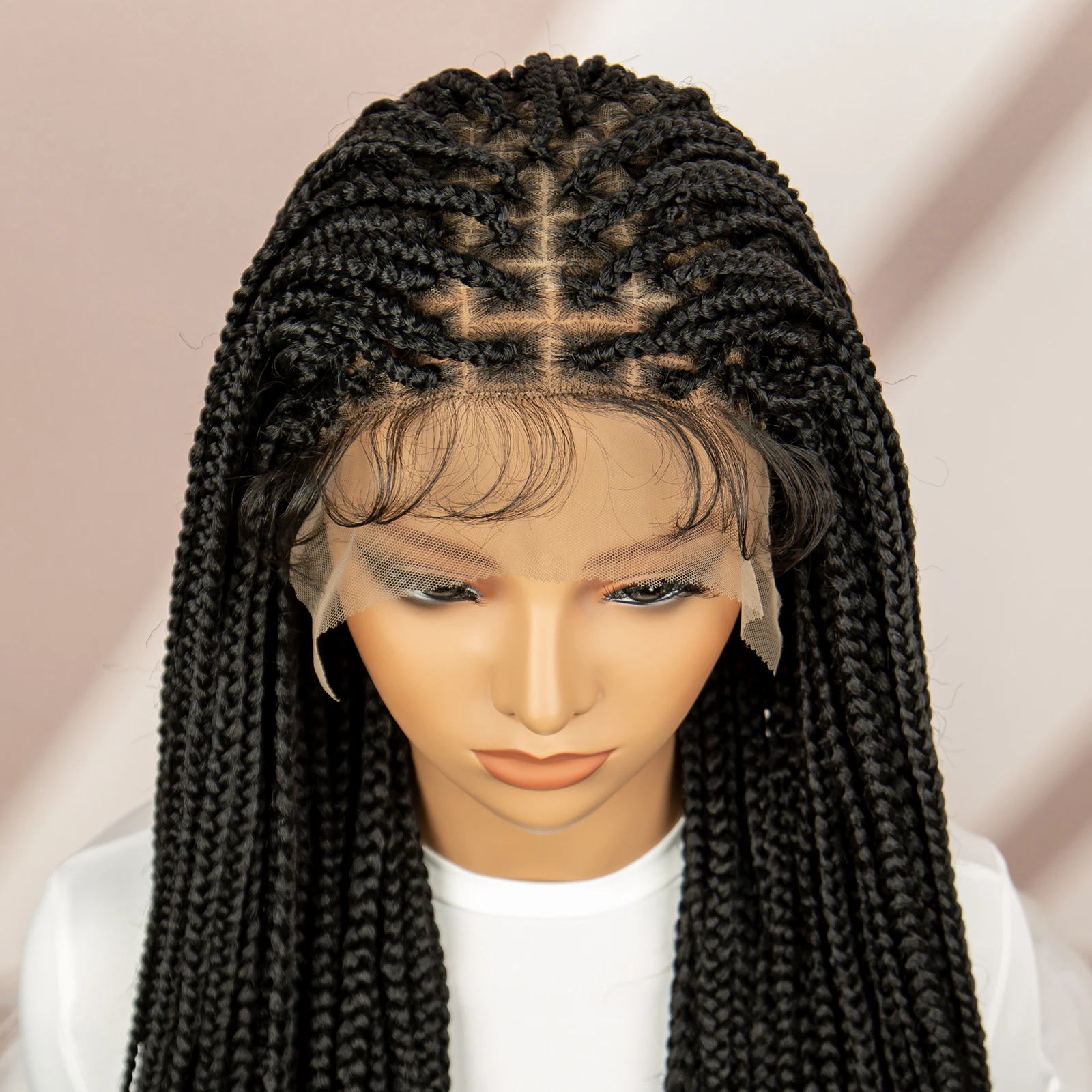 Lace Front Synthetic Braided Wigs Knotless Wigs for Black Women Micro Braids End Curly Wigs Box Braided Wigs with Baby Hair