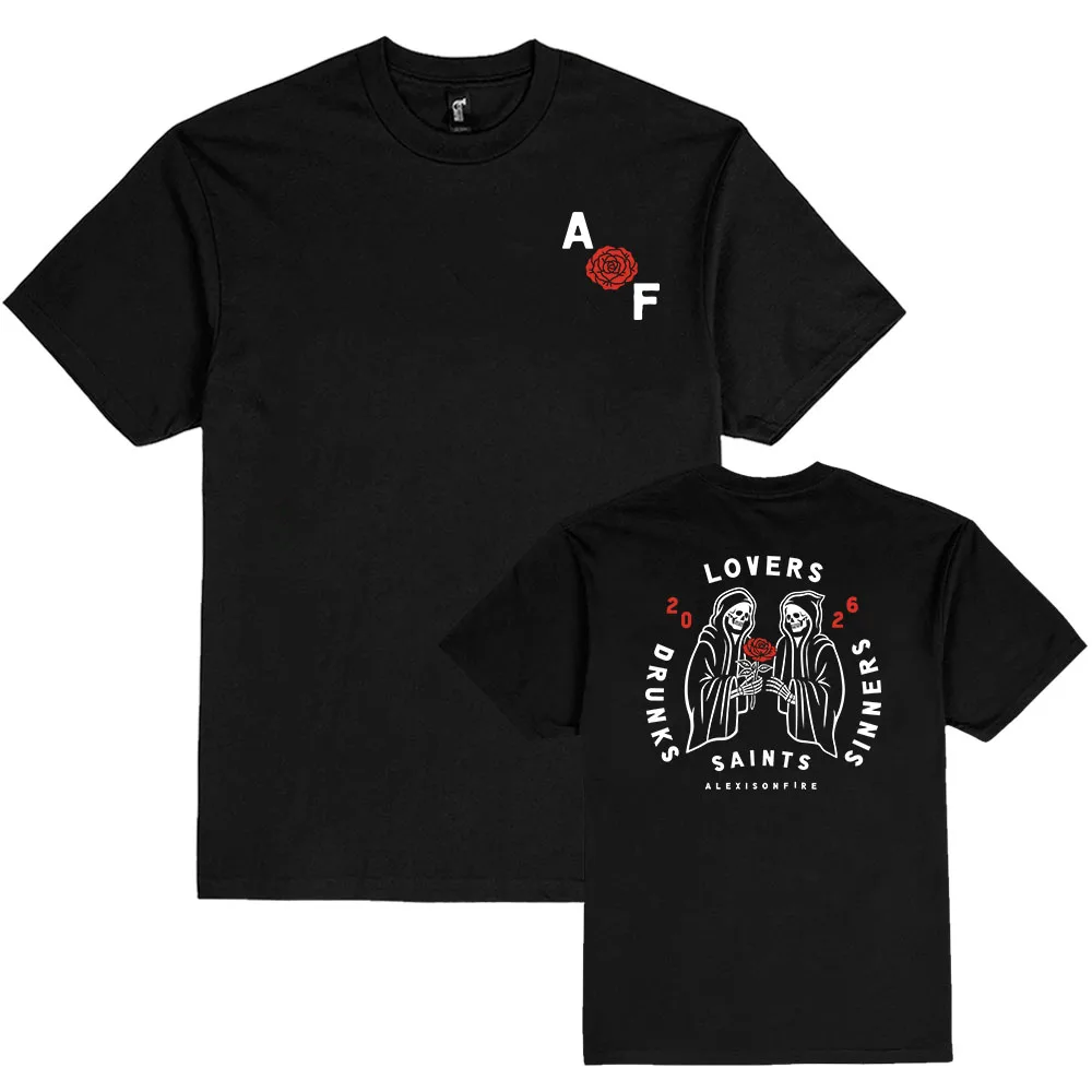 Alexisonfire DRUNKS AOF T-Shirt, Sommer, kurzärmelig, aus Baumwolle, lässig, Unisex, Streetwear, Hip-Hop, mit grafischem Aufdruck, Merchandise, für Damen und Herren. – Detail 4