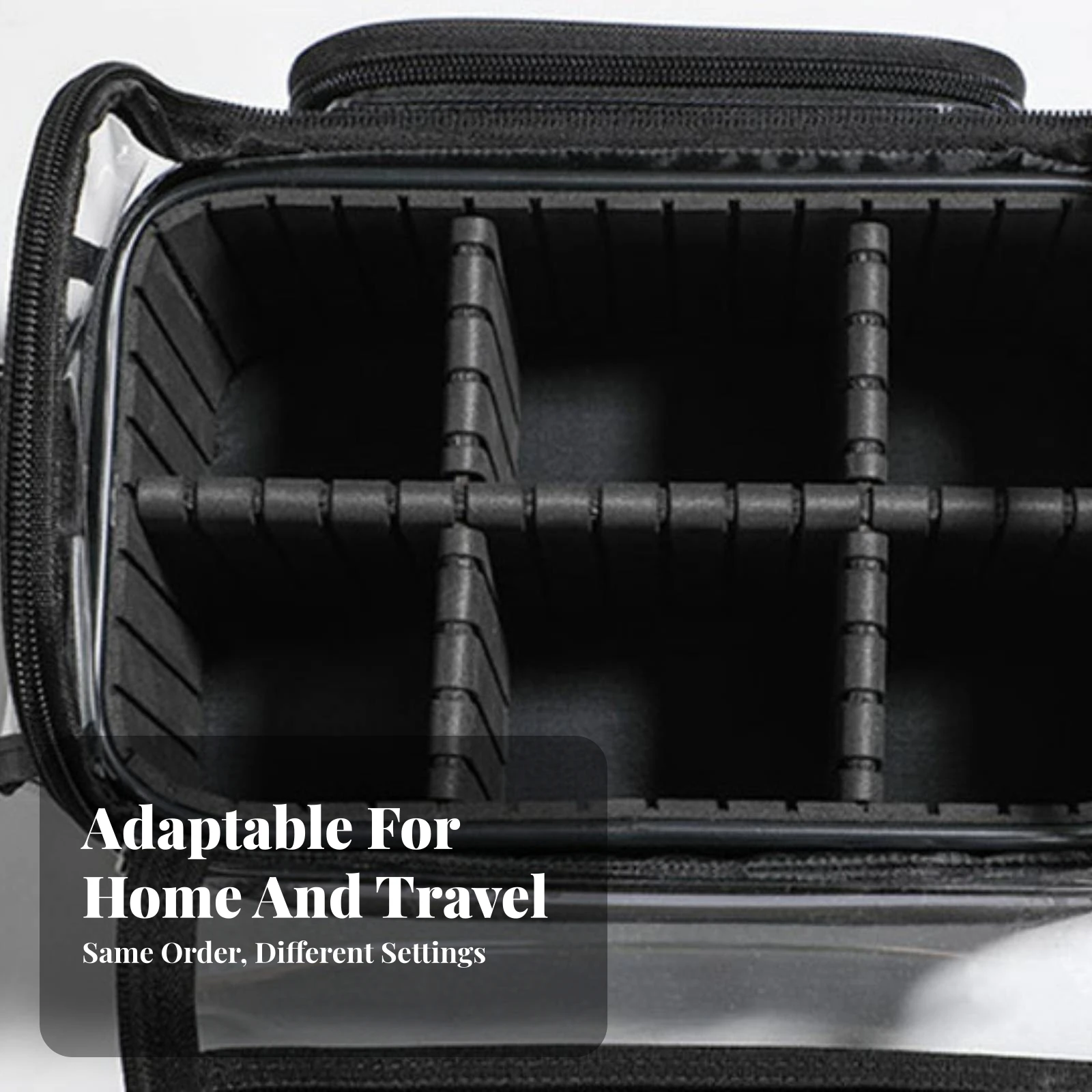 Makeup Organizer Wipe-Clean Transparent Makeup Bag with Dividers Cosmetic Organizer Case Long-Lasting for Travelers