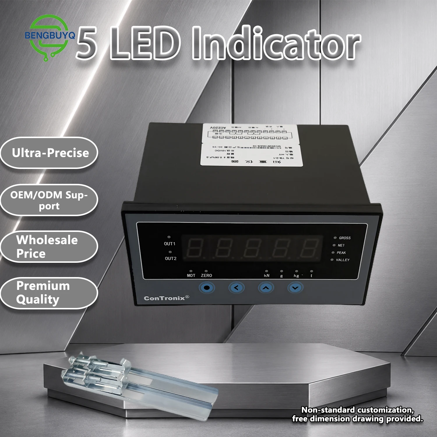 Panel Mount Digital Load Cell Display 160x80mm High Precision Weighing Controller Force Meter Indicator with IP65 Front Panel