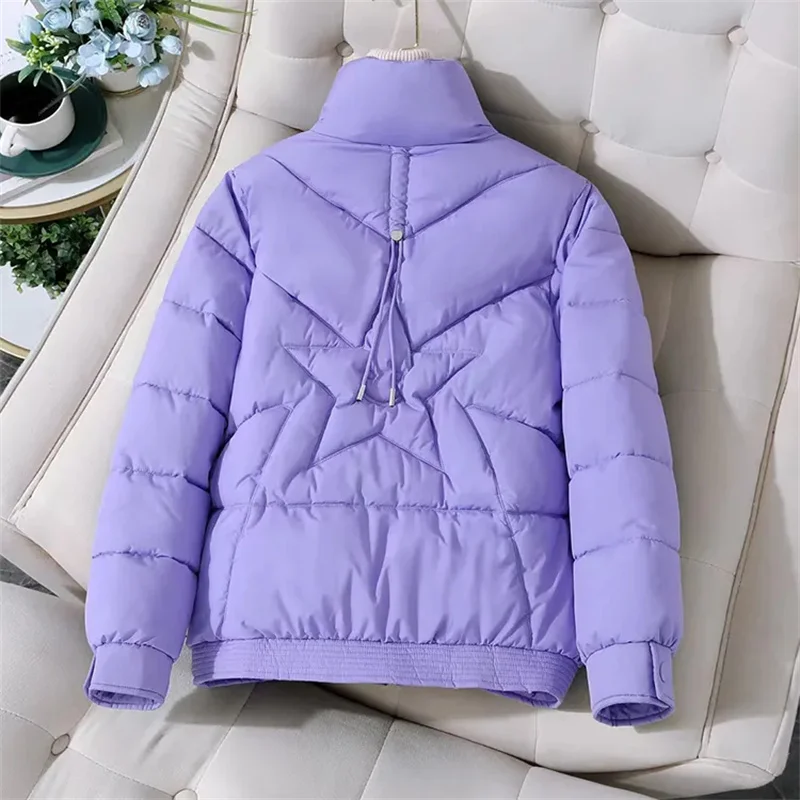 

Collar Short Down Cotton-Padded Jacket Female 2024 Loose Padded Warm Cotton Coat Women Loose Large Size 3XL Parkas Outwear