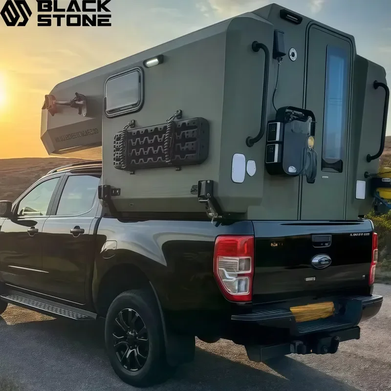 Soft Side Truck Camper for Australian Market with Shower 8ft Bed Lift Jacks Accommodates 6 People Sale Trailer Flatbed Pickup
