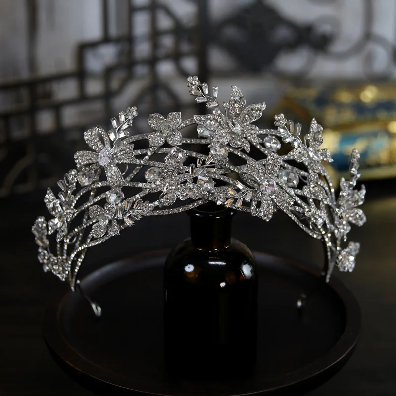 CC Bridal Wedding Crowns Butterfly Double layer Luxury Headpiece Jewelry Crown Zirconia Headpiece Tiara Party Hair Accessories