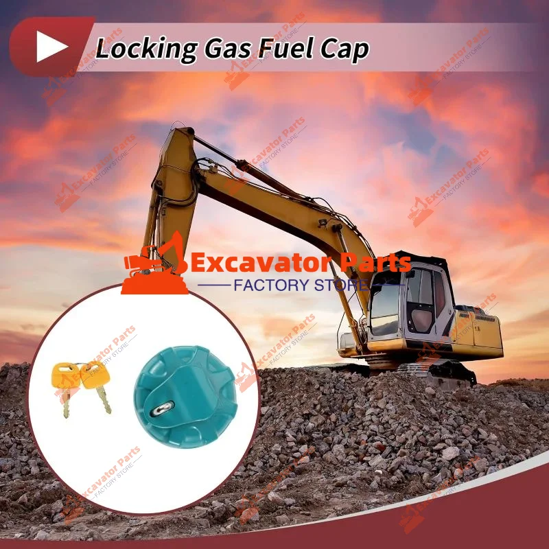 غطاء غاز قفل حفارة HEROFFIX لغطاء خزان الوقود KOBELCO مع مفتاحين فضي اللون أحمر أصفر أزرق #2