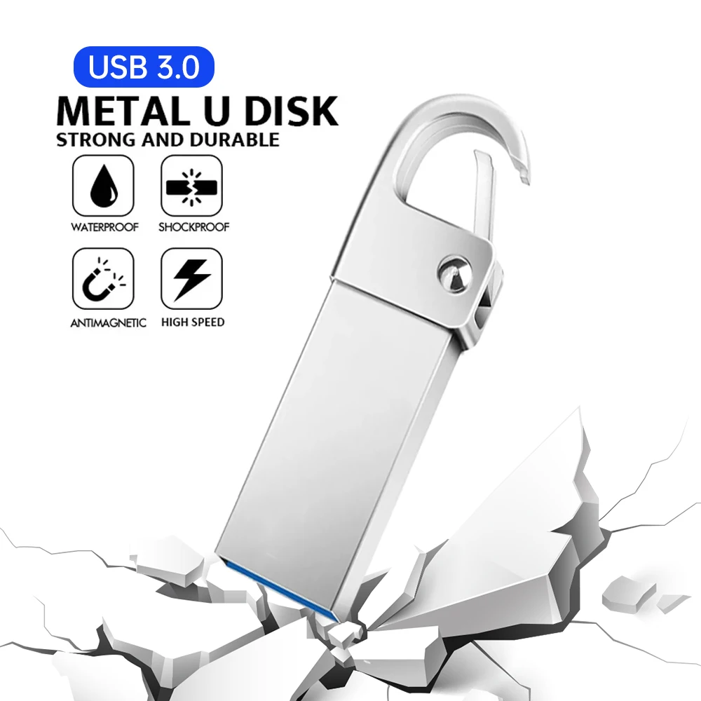 Metal USB 3.0 Pendrive 64GB 32GB Memoria USB Memory Stick Pen Drive USB Flash Drives File Transfer Waterproof U Disk 128GB 512GB