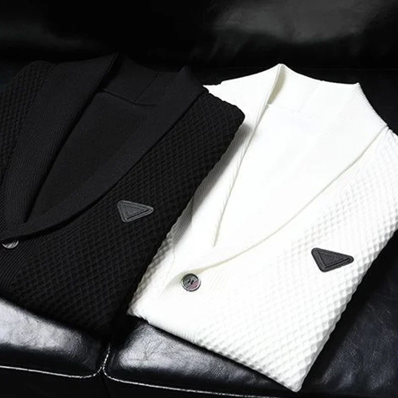 2025 Spring Summer Knitted Cardigan Vest Men's American Trendy Solid Color Slim Business Versatile Fashion Tops Men Aesthetic