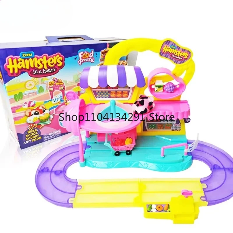 

New Surprise Doll ZURU Electric Plush Hamster Park Toy Supermarket Shopping Cart Small Pet Track Simulation Nurturance House